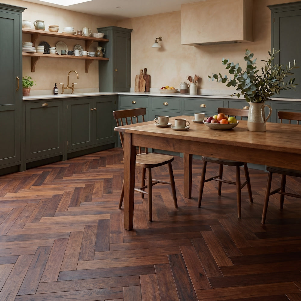 Natura Reclaimed Herringbone Solid Oak Flooring 18mm